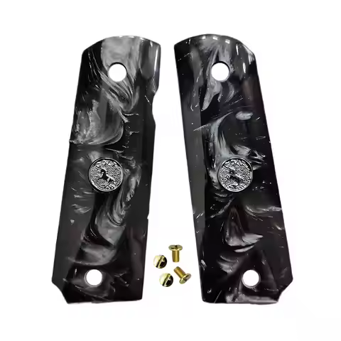 1911 Grips Full Size,Black Pearl Silver colt Medallion,Fits Colt,Kimber,Springfield,Remington,Rock I