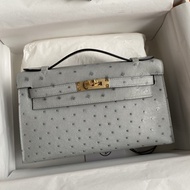 Ostrich HM Pochette Gray GHW