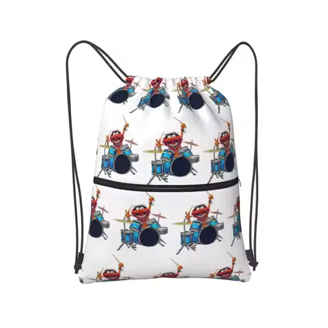 Animal Drummer The Muppets Show Backpacks Casual Portable Drawstring Bags Sports Bag Book Bags For T
