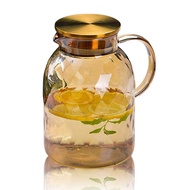 [jwerlyday]Vintage Glass Pitcher with Lid Heat Borosilicate Water Jug Water Pitcher with Handle and 