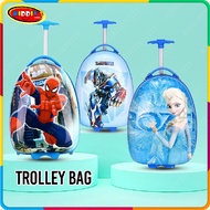 Luggage Trolley School Bag 2024 Spiderman Transformer Hello Kitty Frozen Kids Suitcase Travel Beg Budak Sekolah Troli
