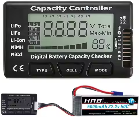 RC Cellmeter 7 Digital Battery Capacity Checker Voltage Tester Controller Cell Meter for LiPo LiFe L