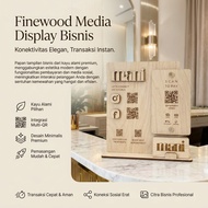 Plywood Board Media Display QR code Sign + Card Holder - Business Both Display - Finewood