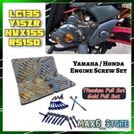 Yamaha Honda Enjin Skru Engine Screw Gold Titanium Rainbow Set LC135 4S 5S Y15ZR RS150R RS150 NVX155 AEROX Engine Screw