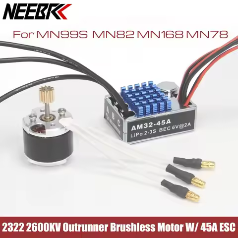 NEEBRC 2322 2600KV Outrunner Brushless Motor W/45A Brushless ESC AM32 for 1/12 MN99S MN82 MN168 MN78