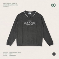 High school Collection ClassIV Oversize Knit Long Sleeve Polo เสื้อไหมพรม คอวี แขนยาว - TPB09560