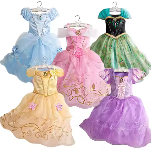Girls Princess Dress Kid Cinderella Snow White Aurora Rapunzel Cinderella Halloween Costume Children