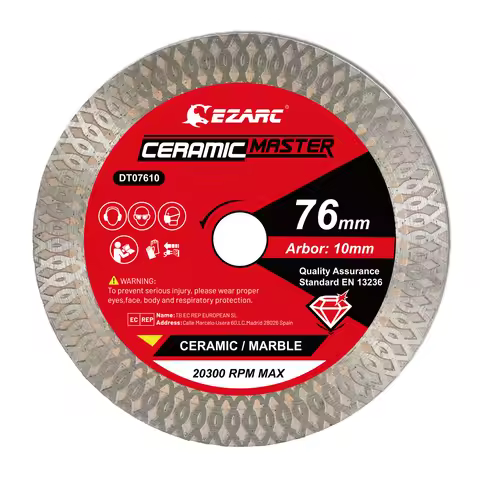 EZARC Diamond Tile Cutting Disc 76mm/3'' for Porcelain Ceramic Granite Marble Tile Super Thin Angle 