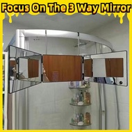 [Focus On The 3 Way Mirror] self cut mirror 360 mirror 3 way mirror Tri-fold Mirror Rear Foldable Fu