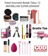 Paket Kosmetik Maybelline Super Lengkap Murah 12 in 1 - Paket Make Up Lengkap - Bedak Tabur fit me -