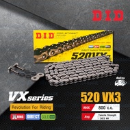 D.I.D โซ่ ดี.ไอ.ดี Professional รุ่น VX-SERIES 520 VX3 สีเหล็ก มีโอริง X-RING [ DID 520-120 VX3 ] ข้