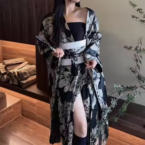 Gothic Dark Kimono Jigoku Shoujo Enma Ai Maid Dress Women Japanese Anime Cosplay Costumes Kimono Rob