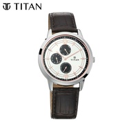 Titan Workwear Watch with White Dial &amp; Leather Strap 1769SL04