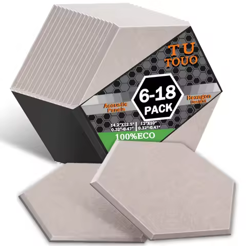 TOUO Acoustic Panel 6-18 Pc Polyester Fiber Soundproof Wall Panels for Studio KTV Bar Living Room Ac