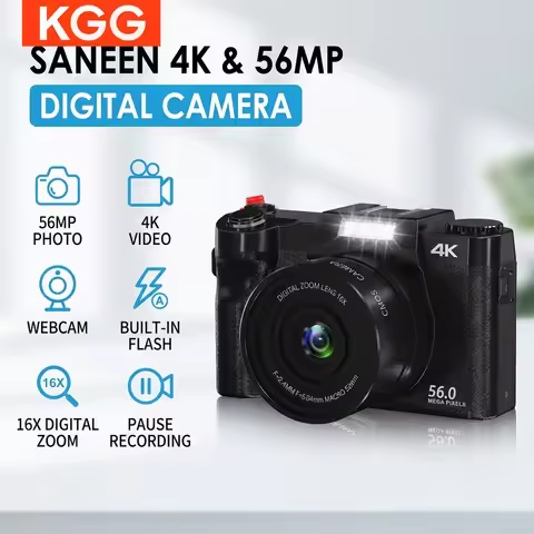 4K 48MP Camera for YouTube 3" Flip Screen Wide Angle & Macro Lens 1500mAh Webcam HDMI Perfect Beginn