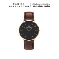 Đồng hồ Daniel Wellington dây da - DW00100124 40 mm Classic 40 St Mawes RG Black Mặt Đen Vỏ Vàng Hồn