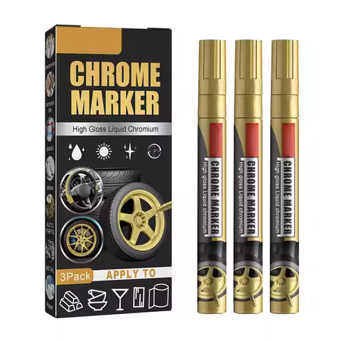 3Pcs Chrome Marker Pen Car Repair Paint Scratch Remover Paint Pen High Gloss Liquid Marker Chrome Ma