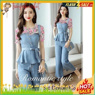 50% Off Wse390 - Set 3In1 Denim Flow Top + Pants + Buckle Size Fit L To Xl Ld 100 Cm Pj 62 Cm Pj Pan