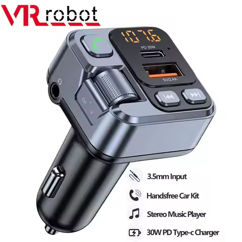 VR robot Bluetooth 5.1 FM Transmitter Car MP3 Stereo Music Player Handsfree 3.5mm Aux Wireless Car K