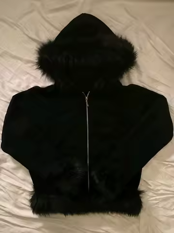 Solid Color Plush Heavy Duty Hoodie Casual Fashion Y2K Top Emo Girl Urban hops Aesthetic Pure Cotton