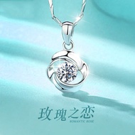 Silver Plated PT950 Platinum Necklace Women 18k White Gold Diamond Pendant Jewelry White Gold Clavic