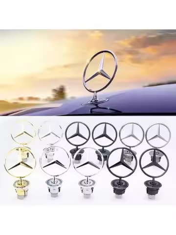 44mm 3D Metal Chrome Black For Mercedes Benz C/E/S Class W204 W212 W220 W210 W221 Car Front Hood Emb