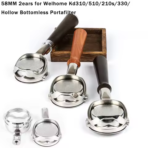 58MM 2ears for WPM Coffee Hollow Bottomless Portafilter for Welhome Kd310/510/210s/330/ Stainless St
