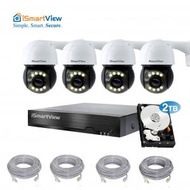 iSmartView - CCTV 4路PoE NVR 高清2K PoE PTZ 8鏡頭監控套裝 Spot-light網絡攝錄機IP66防水IP Camera