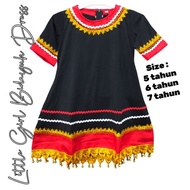 DRESS BIDAYUH ETNIK GAWAI BUDAK KIDS BLACK TRADISIONAL