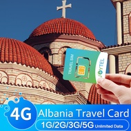 Albania network card 4G high-speed traffic telephone mobile card 3-30 days Eastern Europe Europe travel SIM