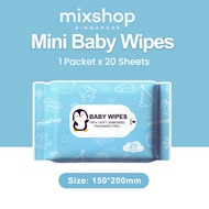 mixshop Mini Baby Wipes 20s | Pocket Size | Viscose Material | Extra Soft & Thick