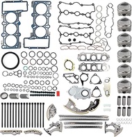 EA837 3.0L Engine Pistons Gaskets Overhaul Rebuild Kit w/Timing Chain Compatible with Audi A7 A8 Q5 