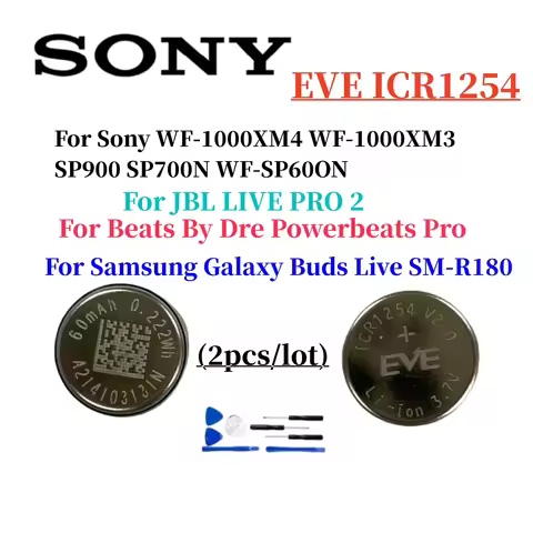 2Pcs/lot EVE ICR1254 battery 3.7V 60mAh For Sony WF-1000XM4 WF-1000XM3 SP900 SP700N WF-SP600N For Sa