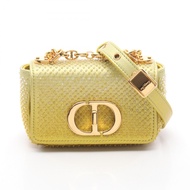 【二手】迪奧 CARO MICRO 單肩包，金色皮革，鏈條單肩包，女士，二手