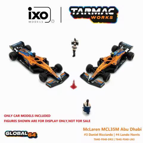 TW 1:64 McLaren MCL35M 2021 Abu Dhabi GP F1 #3 Ricciardo #4 Norris Race Car Diecast Model In Stock T
