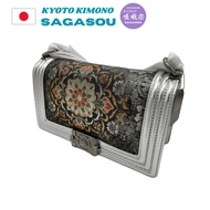 handbag（手提包）、Remake product（改造产品）、Japanese kimono obi（日本和服带）、cow leather（牛皮）＋kimono fabric/绸缎（Japan/