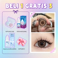 UYAAI【COD】4 Item Paket kombinasi (1Pasang Softlens+1Alat Pencuci Softlens+10ml tetes mata+1kotak cer