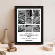 PRINT BABY BIODATA FRAME PHOTOS 30X40cm 9 PHOTOS