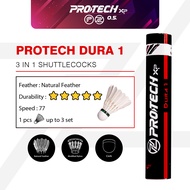 PROTECH 3 IN 1 HYBRID SHUTTLECOCK - DURA 1 (CAN LAST UP TO 3 SETS OF GAMES)(SPEED 77)(FEELLING CLOSE