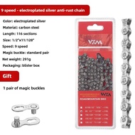 116L MTB Mountain Bike Chain Electroplated 116/126 Links Compatible with 6 7 8 9 10 11 12 Speed Road