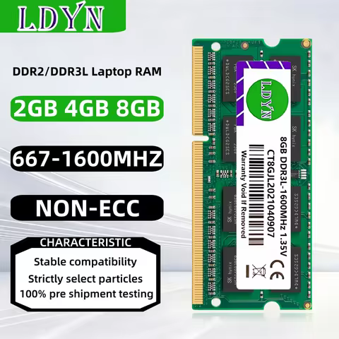 8GB 4GB 2GB DDR2 667 800Mhz DDR3L 1333mhz 1600Mhz PC2-5300S 6400 PC3L-10600 12800 SODIMM for Laptop 