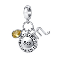 12 Zodiac Signs Happy Birthday Constellations Charm Birthstone Bead for Pandora Bracelet