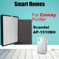 for Coway Air purifier filter Scandal AP-1510BH Replacement HEPA + Deodorizing Activated Carbon Filter