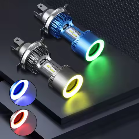 1x Plug&play motorcycle headlight led H4 five color halo ring HS1 P43T Moto Auto Scooter lamp Angel