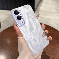 เคส Y04สำหรับ VIVO ชุบด้วยไฟฟ้าหรูหรากันกระแทกขนนกเลเซอร์กากเพชรสำหรับ VIVOY04 V2430เคสใส่โทรศัพท์ฝา