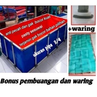 terpal kolam ikan lele nila plus rangka+bonus pembuangan ukuran