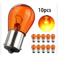 10pcs Car Lights S25 1156 1141 BA15S Car Halogen Bulb Turn Singal light Reverse Lamp Yellow Bulb DC1