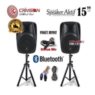 SPEAKER ACTIVE + PASIF CRIMSON 15in 1 set Bonus 2 STAND speaker+1 mic kabel