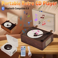 Retro CD Player Rechargeable Wireless Bluetooth 5.0 Speaker Portable Home Music Player USB 3.5mm AUX