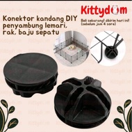 Iron ram connector for cupboard rack, cupboard, assembly, green cage